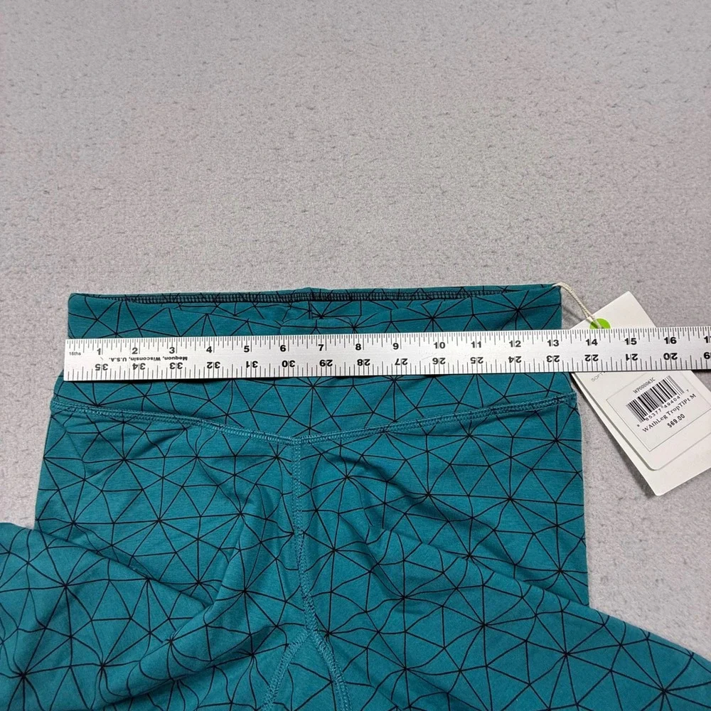 Cariloha Bamboo Fit Performance Leggings Teal Geometric Triangle Pattern Women M